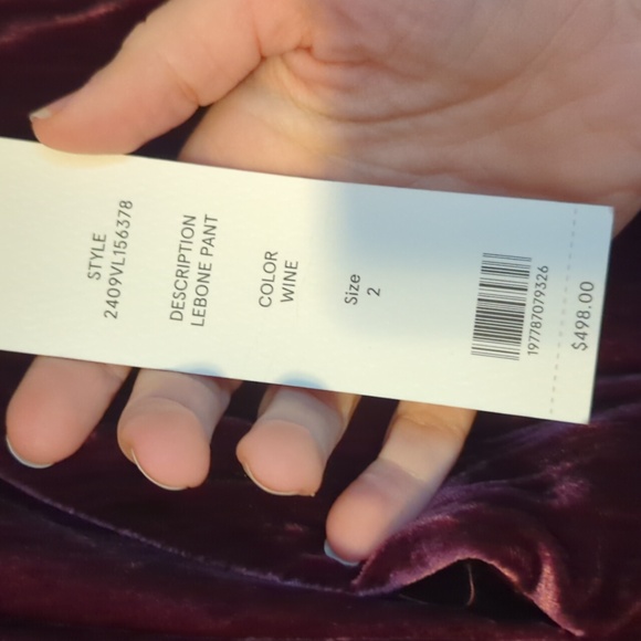 Veronica Beard Lebone Wine Velvet trouser size 2 - Picture 4 of 4